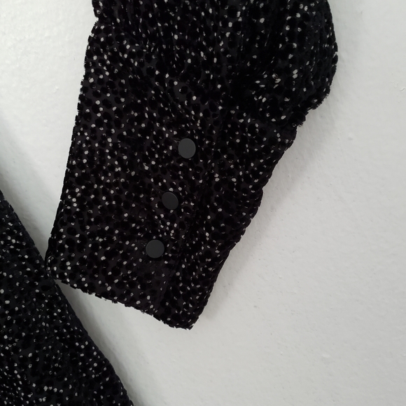 Club Monaco black deep-v burn out midi dress 2 - Picture 8 of 8